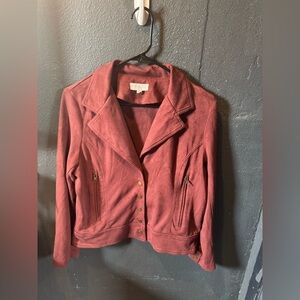 Promesa Burgundy Suede Button Front Jacket Size Medium